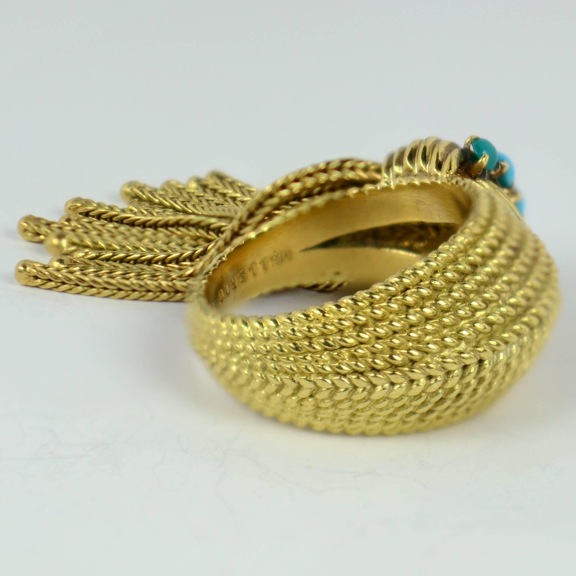 Mellerio Turquoise Gold Fringe Ring 4
