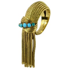 Vintage Mellerio Turquoise Gold Fringe Ring