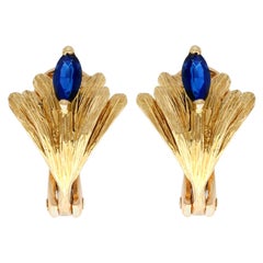 Orecchini Mellerio vintage in zaffiro e oro giallo, circa 1980