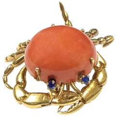 Mellerio Vintage Yellow Gold and Coral Articulated Crab Brooch