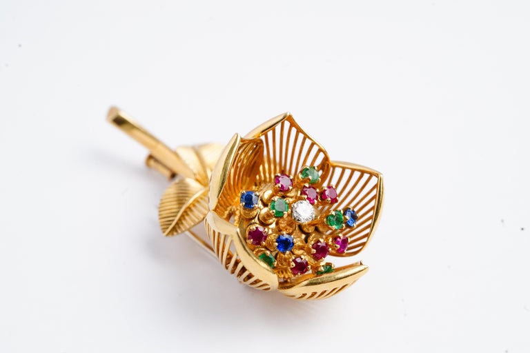 Mellerio Vintage Yellow Gold Diamond And Gem Movable Tremblan Flower mellerio-vintage-yellow-gold-diamond-and-gem-movable-tremblan-flower