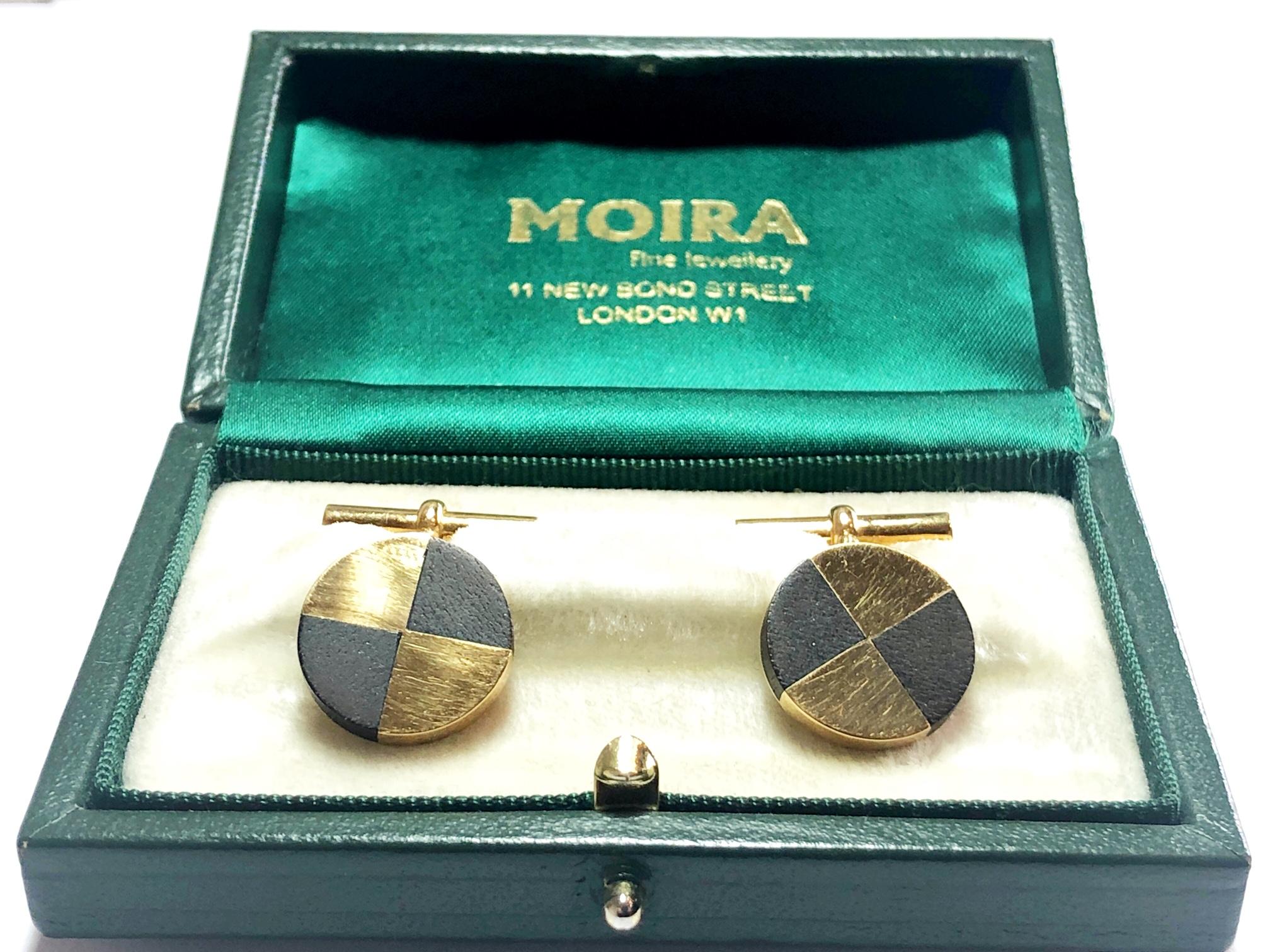 Men's Mellerio Wood and Gold Cufflinks, circa 1960 For Sale