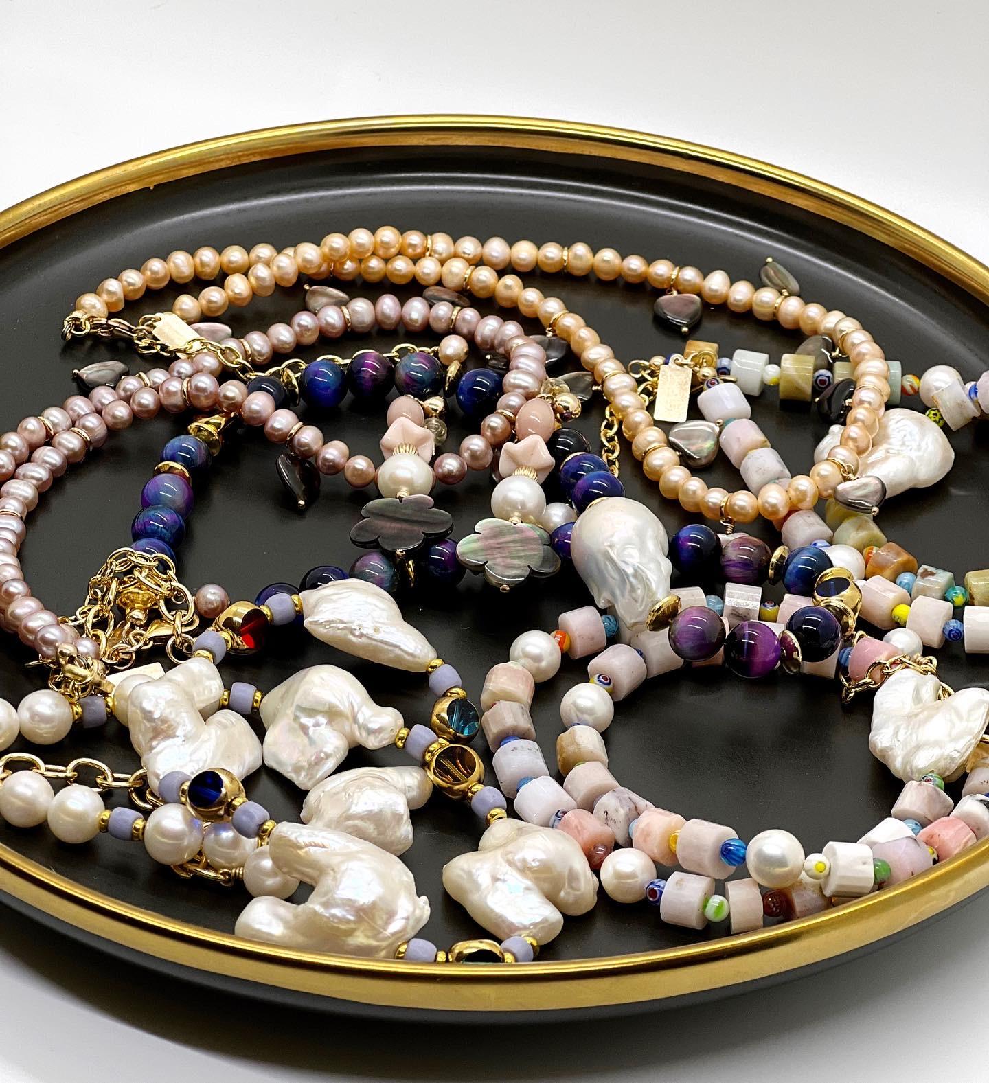 Contemporary Mellifiori pink opal & Amazonite necklace