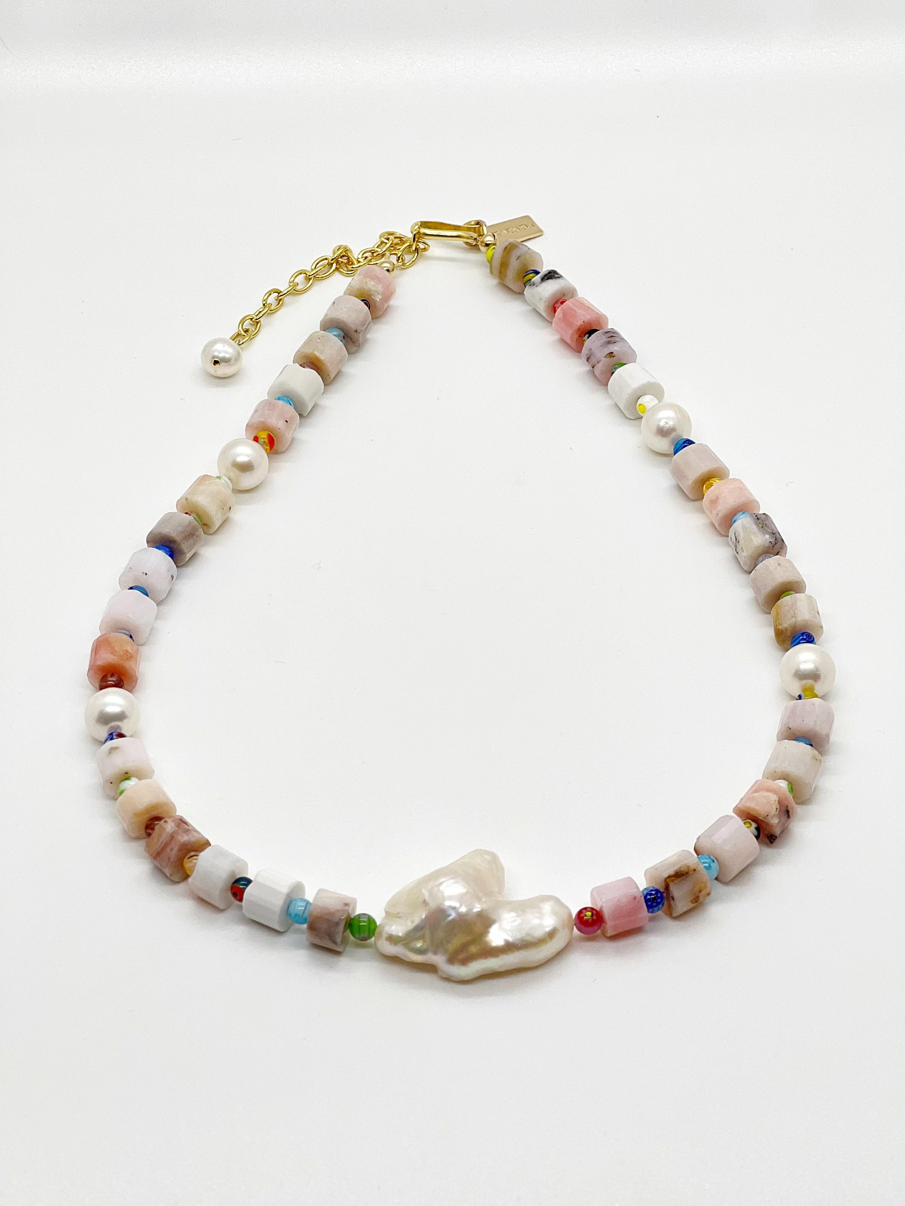 Contemporary Mellifiori Pink Opal & Necklace