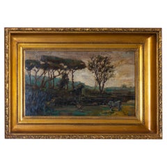 Pintura "Vaca paisajista cerca del río" de Mello Junior, siglo XX