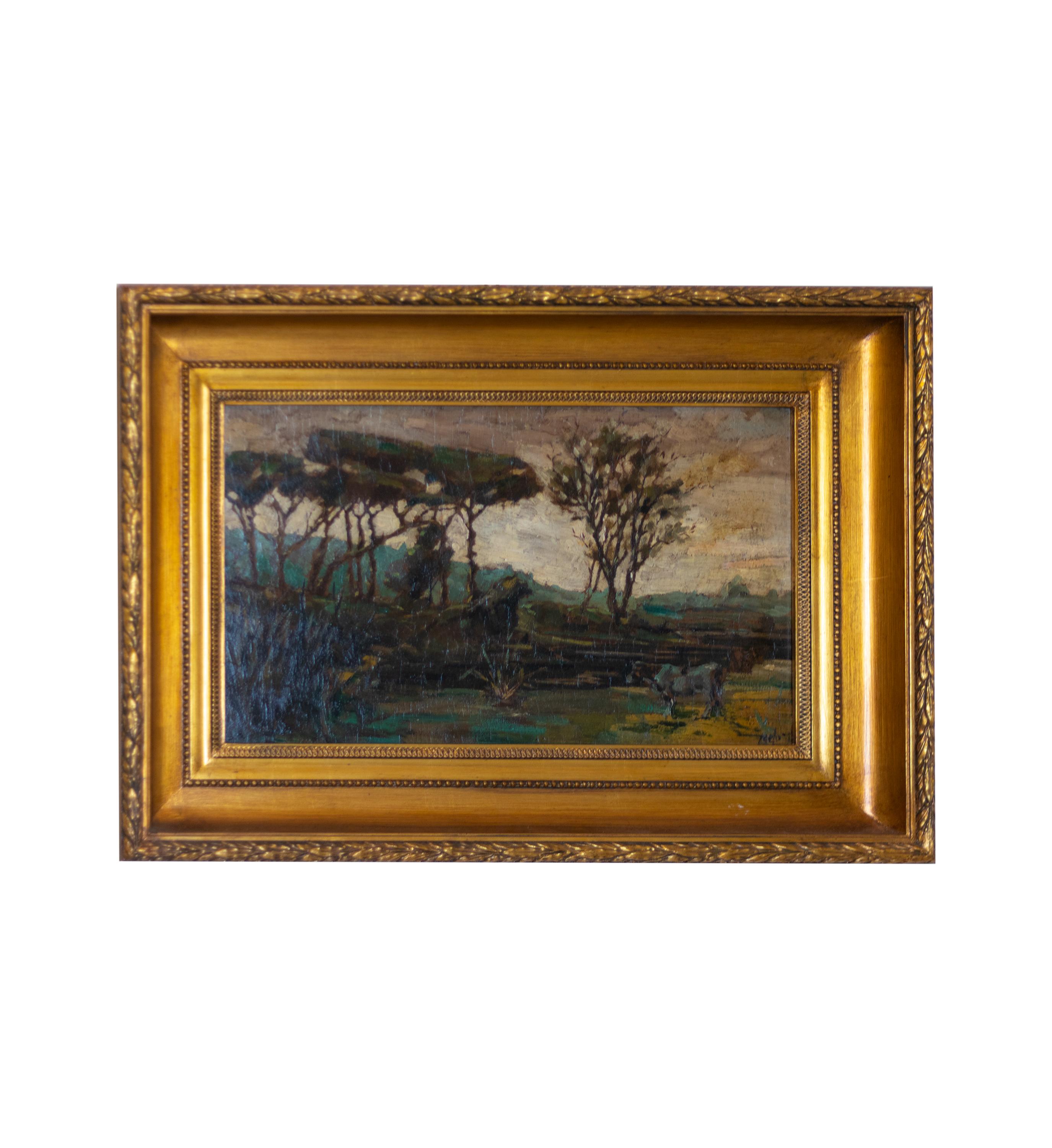 Mello Juniors Gemälde Landschaft Kuh am Fluss, Portugal, 20.