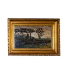 Mello Juniors Gemälde Landschaft Kuh am Fluss, Portugal, 20.