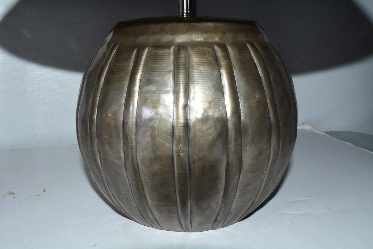 Anglo-Indian Mellon Shape Silver Toned Metal Lamps For Sale