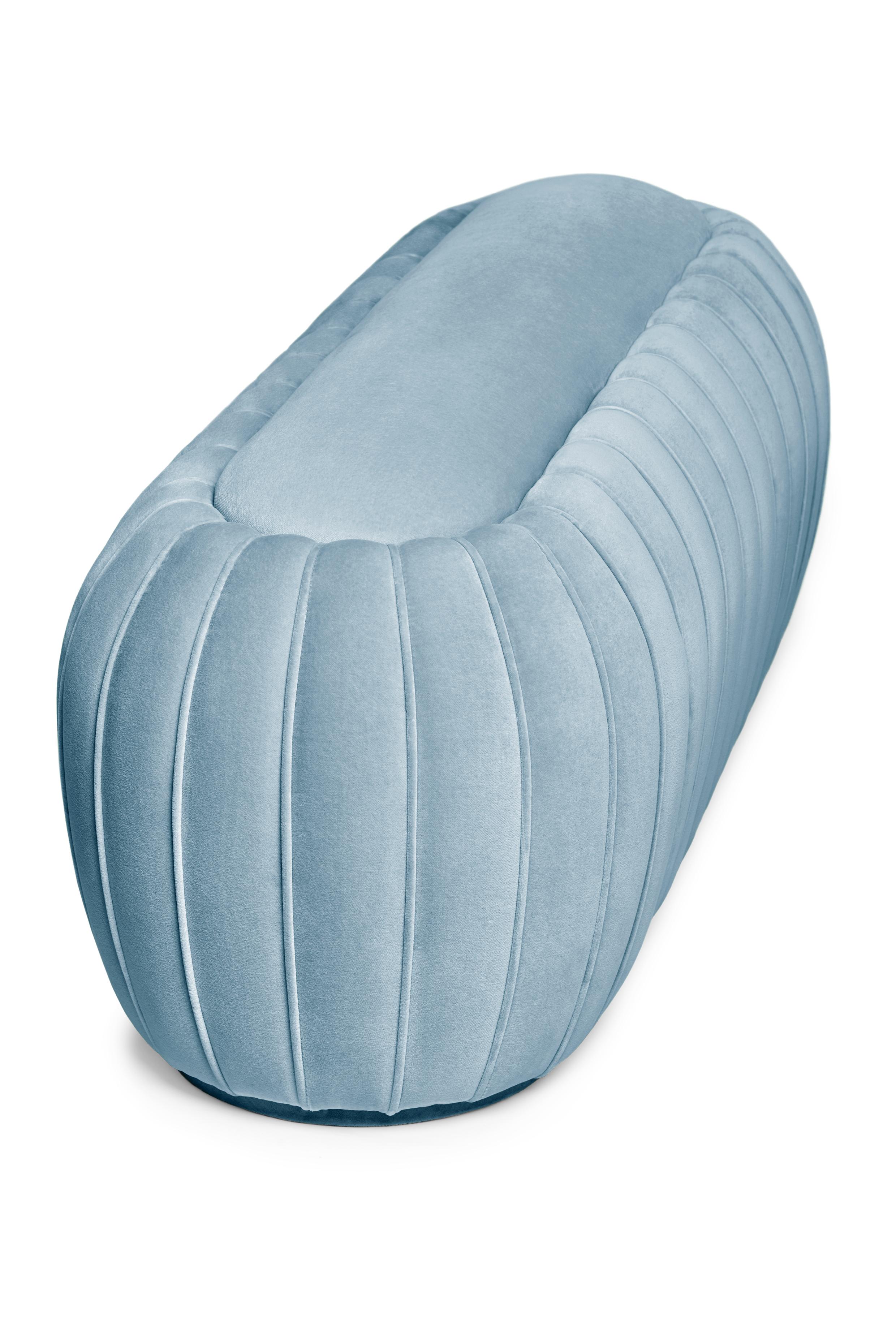 Mellow 140 Bench by Munna
Dimensions: D 50 x W 140 x H 53 cm. SH: 53 cm.
Materials: Wood, foam, and upholstery.
Finish: Cotton Velvet upholstery.

Available in all Munna fabrics except Wild silk, Leather, and Classic Leather.
Available in client’s