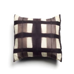 Melo Black Silk Pillow In Geometric Pattern, Handcrafted By Artisans