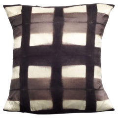 Melo Black Silk Pillow In Geometric Pattern, Handcrafted By Artisans 