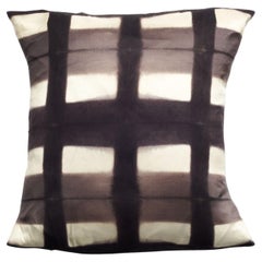 Oreiller en soie noire à motif géométrique, fabriqué à la main par des artisans, Melo