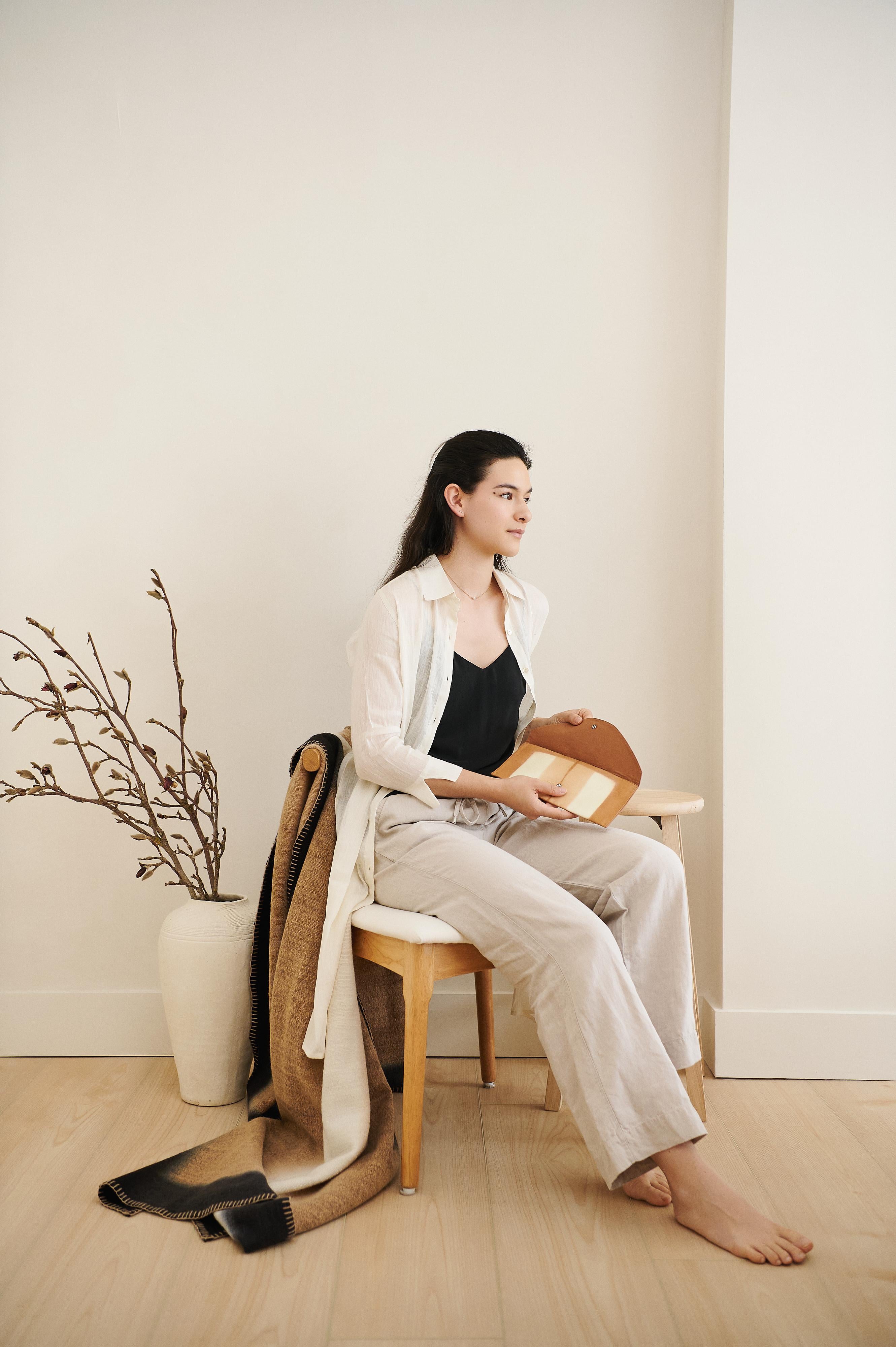 Melo Mulberry soie Shibori imprimée à la main  Pochette enveloppante artisanale en vente 8