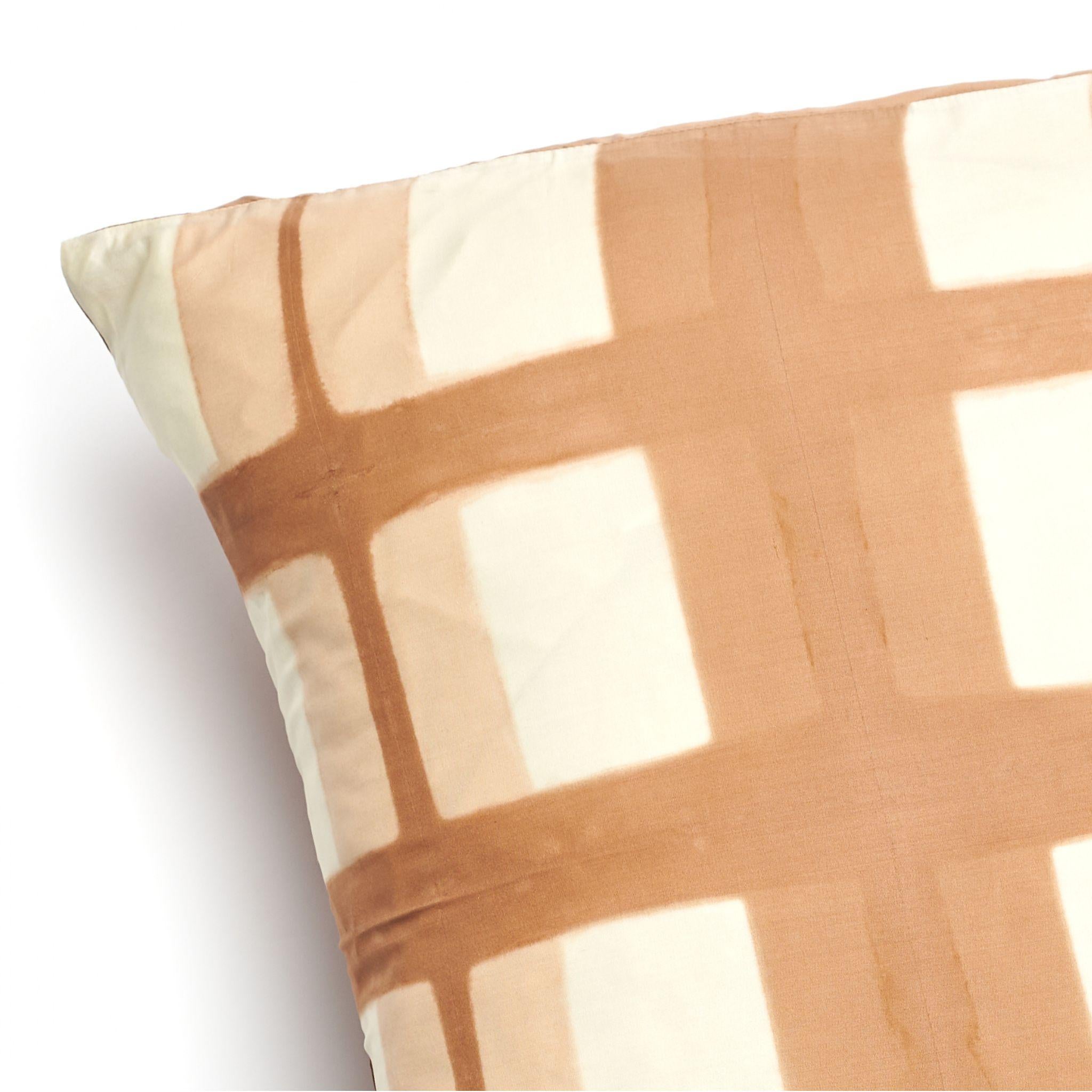 Dyed Melo Gold Silk Pillow In Geometric Pattern, Handcrafted By Artisans  For Sale