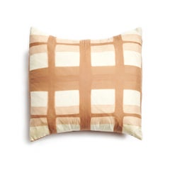 Melo Gold Silk Pillow In Geometric Pattern, Handcrafted By Artisans