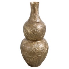 Melocanna Bamboo Repousse Large Vase in Patinated Brass, by Vikram Goyal