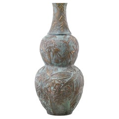 Melocanna Bamboo Repousse Large Vase in Verdigris Brass, by Vikram Goyal