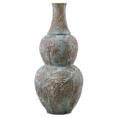 Melocanna Bamboo Repousse Large Vase in Verdigris Brass, by Vikram Goyal