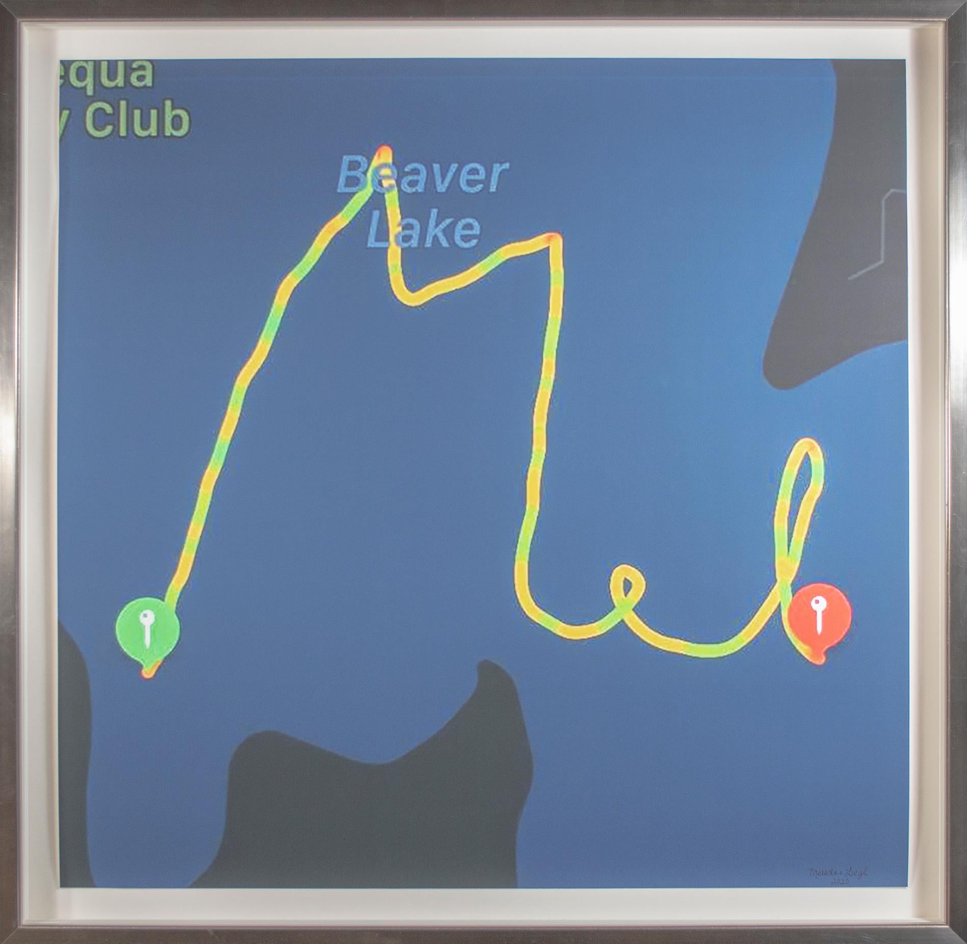 „Mel Swimming in Beaver Lake (Blau)“ Original digitales Kunstwerk von Melodee Liegl