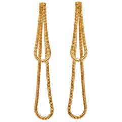 Melodia Earrings 18 Karat Gold-Plated Sterling Silver Snake Chain Greek Jewelry