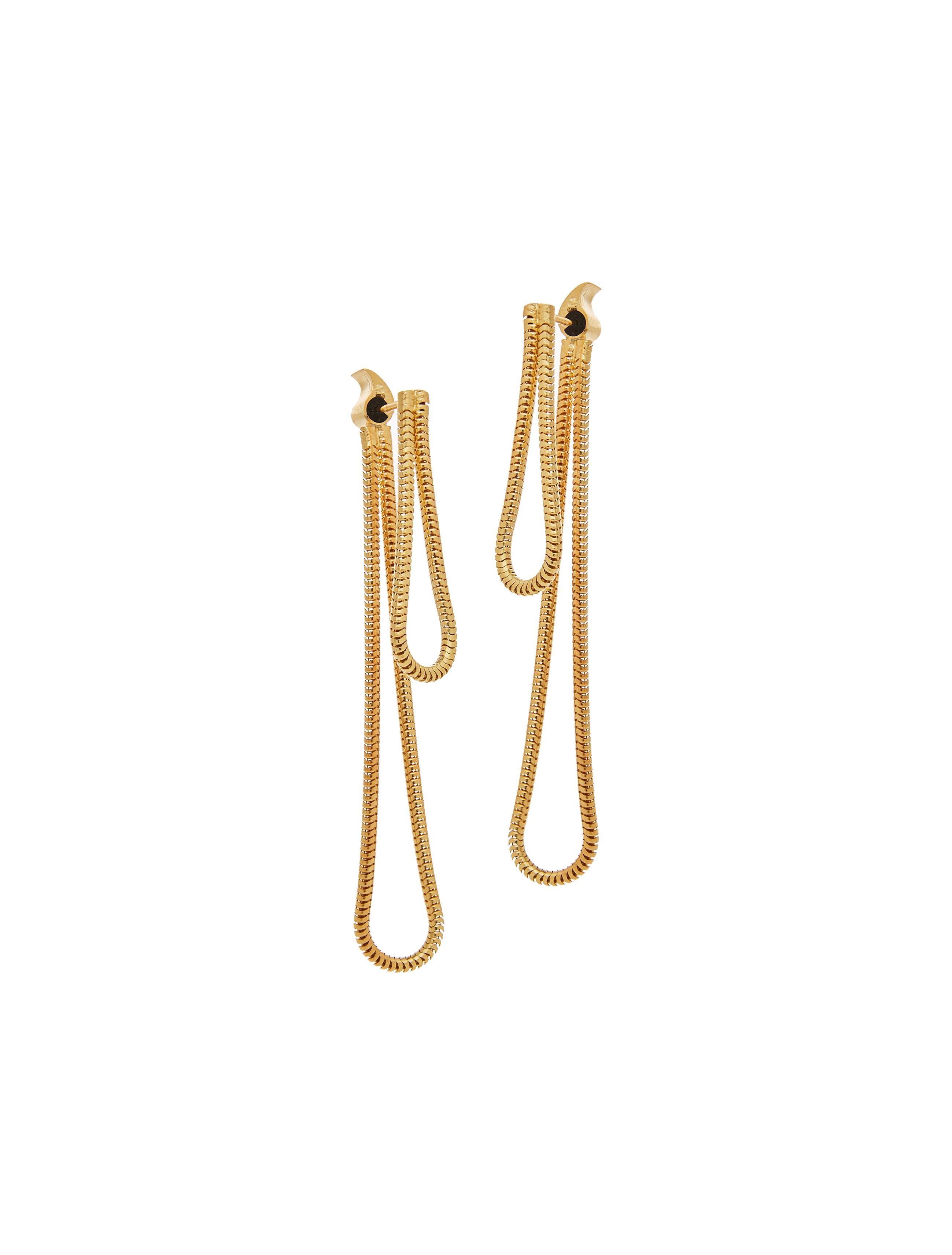 Women's Melodia Earrings 18 Karat Gold-Plated Sterling Silver Snake Chain Greek Jewelry For Sale