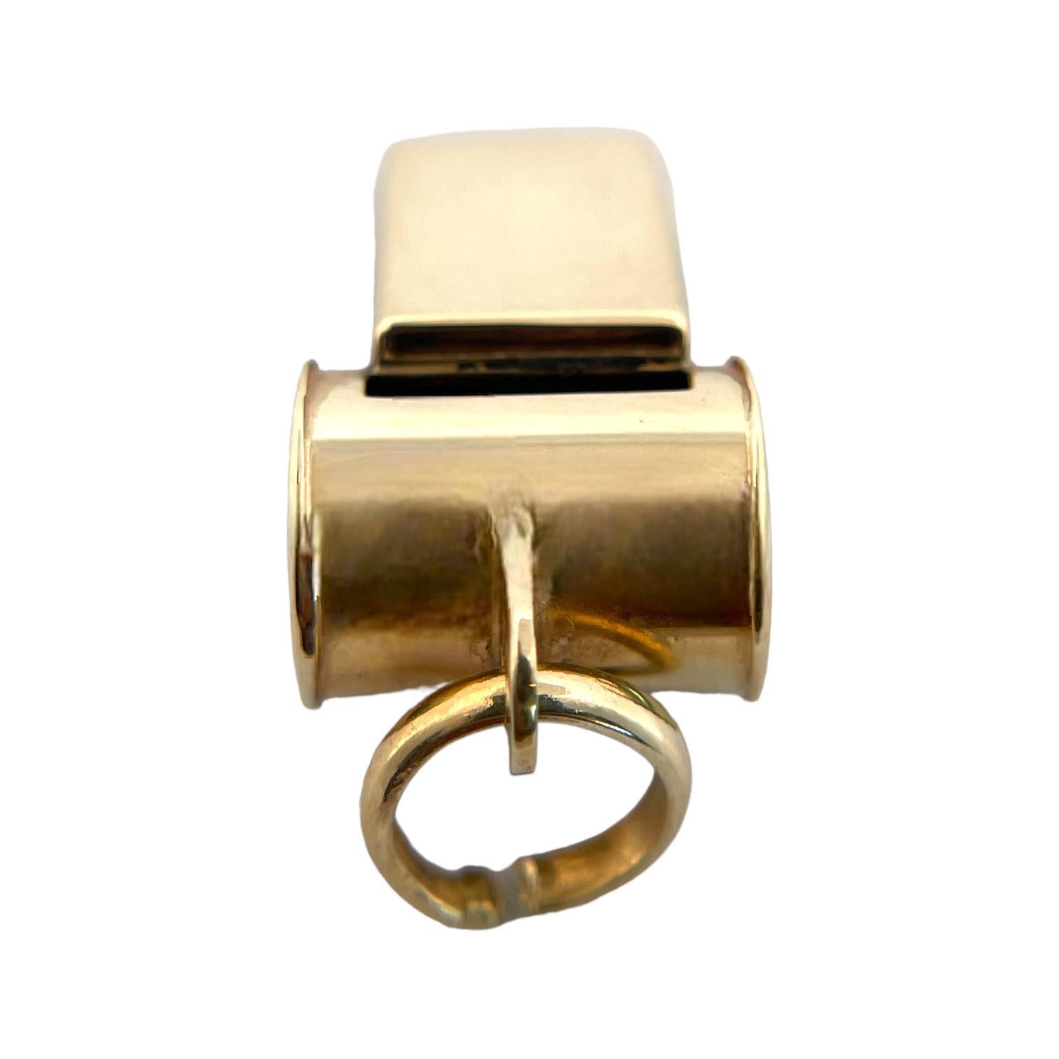 Women's or Men's Melodic Brilliance: 14K Yellow Gold Working Whistle Pendant For Sale