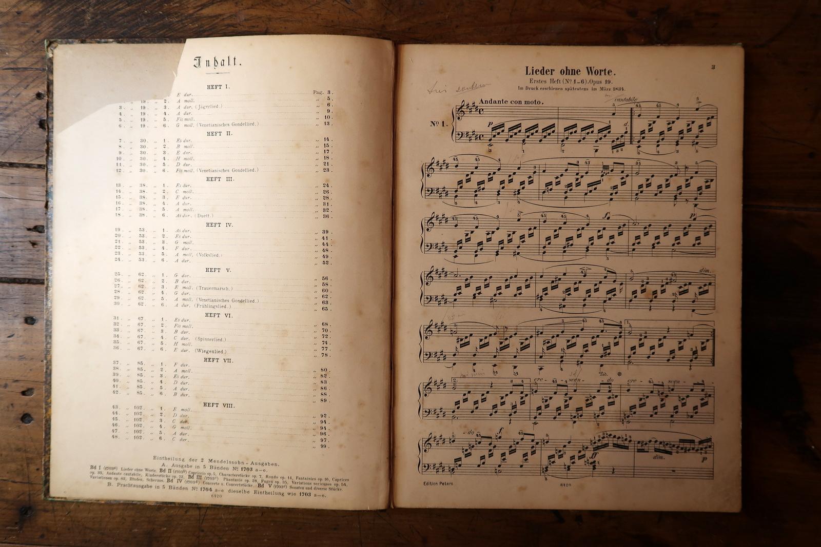 Melodic Elegance: Antikes deutsches Bleistift-Musikbuch – frühes 20. Jahrhundert, 2C06 im Angebot 4
