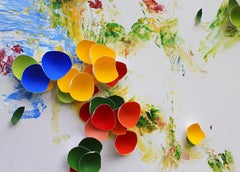Melodies in Flight by Larisa Safaryan  Acrylic paint and eggshells on canvas