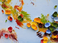 Melodies in Flight II by Larisa Safaryan  Acrylic paint and eggshells on canvas