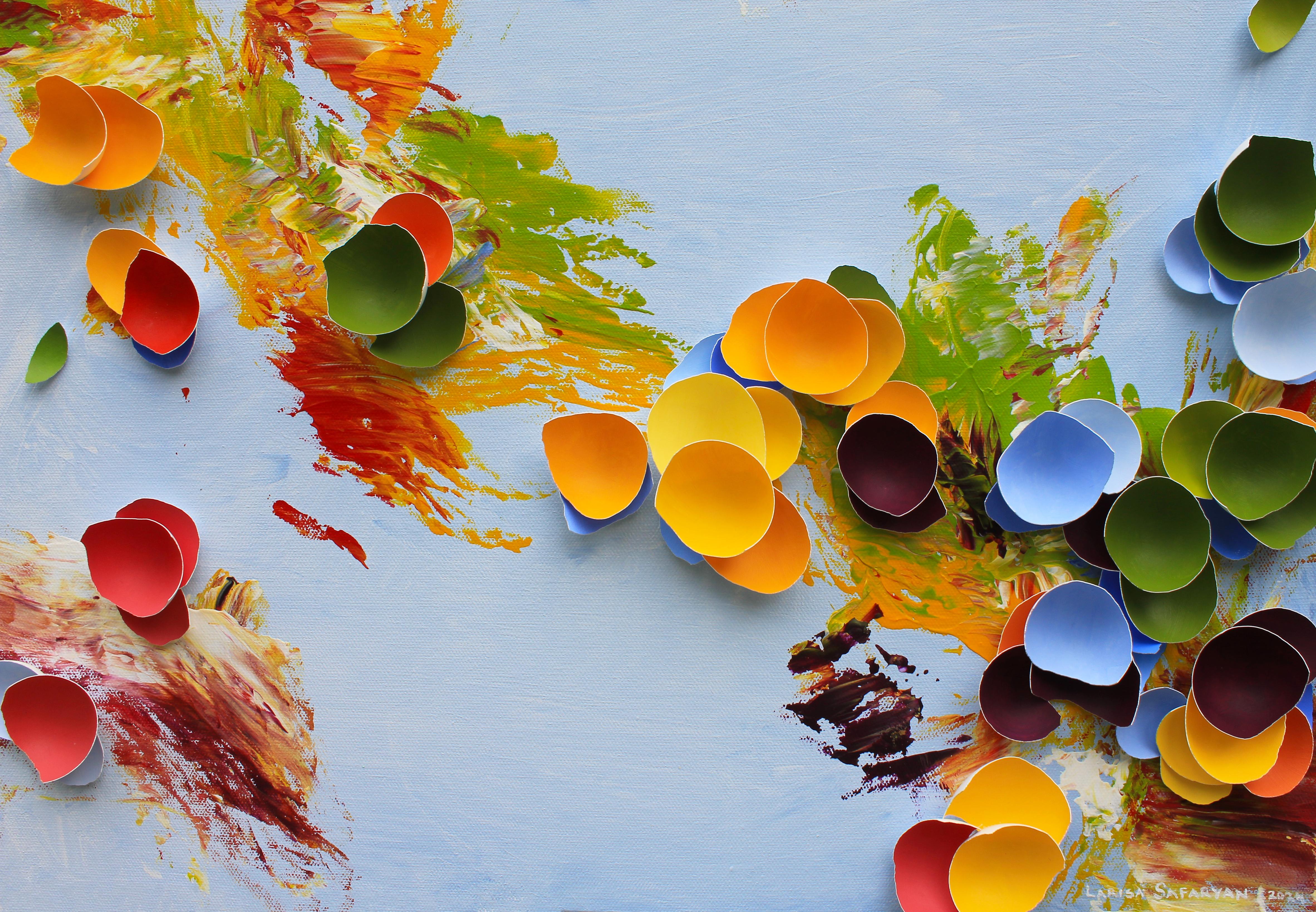 XXIe siècle et contemporain Melodies in Flight II de Larisa Safaryan  Peinture acrylique et coquilles d'œufs sur toile en vente