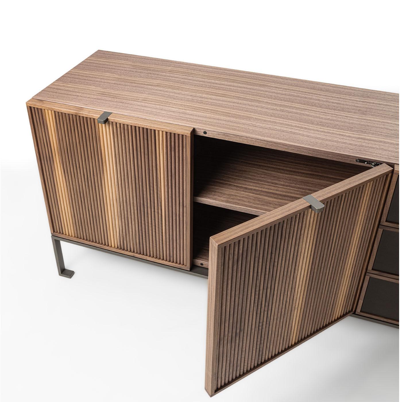 Melody 4 Canaletto Walnut Wood Storage Sideboard by Durame In New Condition For Sale In Milan, IT