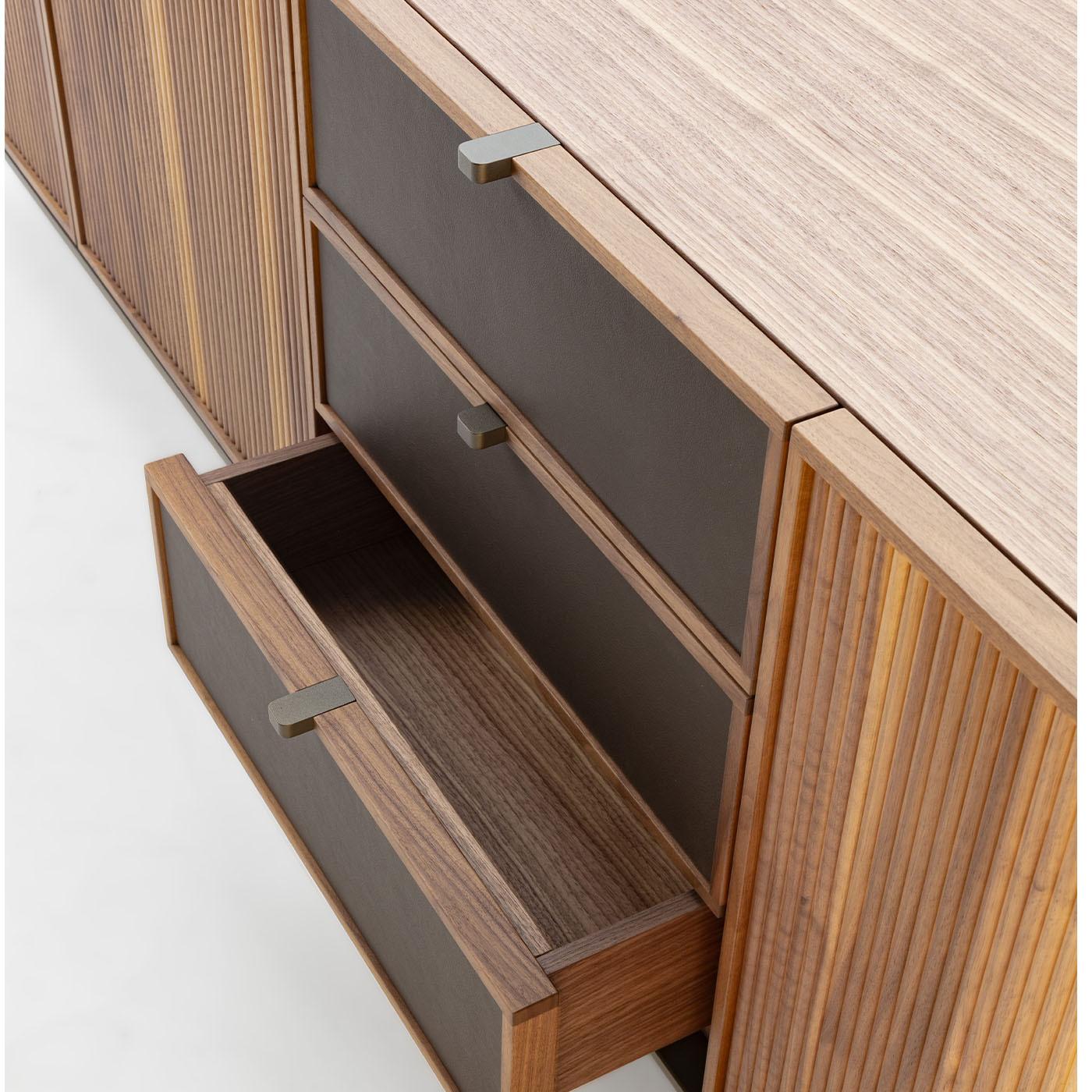 Contemporary Melody 4 Canaletto Walnut Wood Storage Sideboard by Durame For Sale