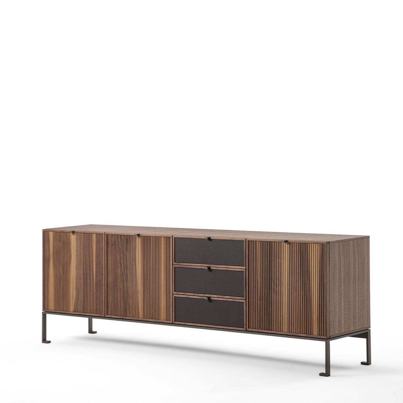 Melody 4 Canaletto Walnut Wood Storage Sideboard by Durame For Sale 1