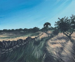 Dipinto paesaggistico della campagna inglese realizzato da un giovane artista britannico del XXI secolo