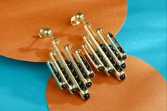 Melody Dangle Earrings 18 Karat Yellow Gold Black Onyx beads