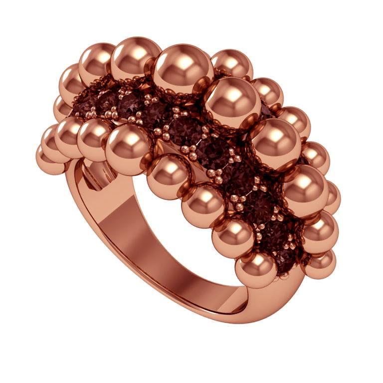 Melody Deldjou Fard & Sparkles 18 Karat Rose Gold and Black Diamond Ring For Sale