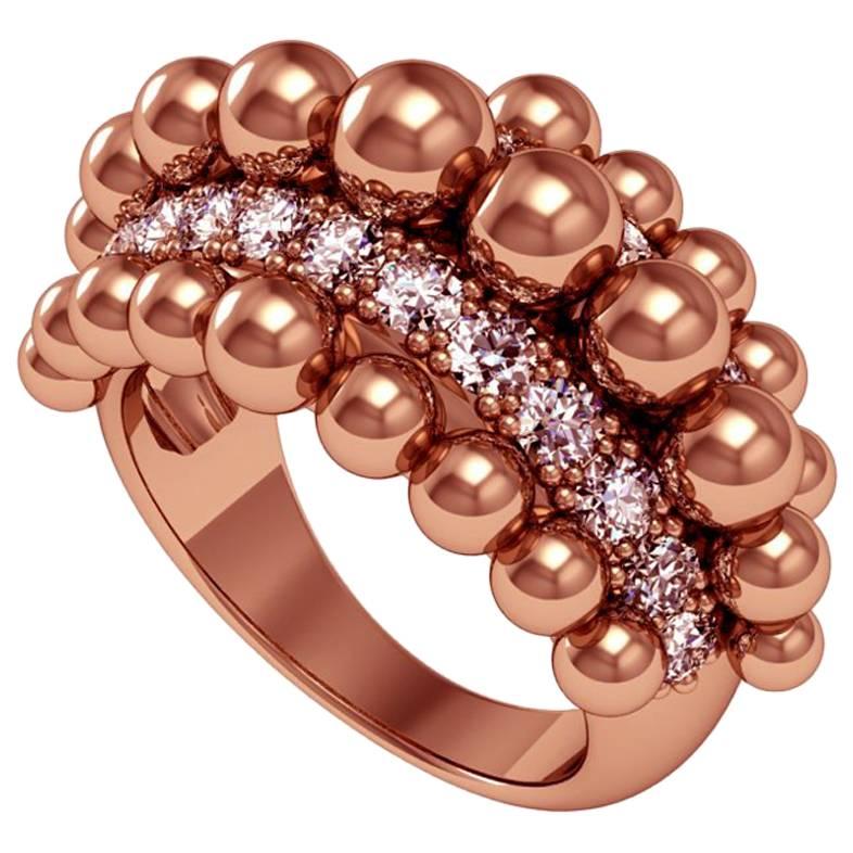 Melody Deldjou Fard & Sparkles 18 Karat Rose Gold and Diamond Ring For Sale