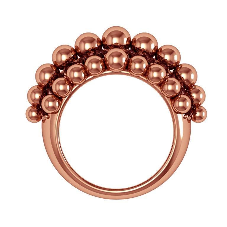 Round Cut Melody Deldjou Fard & Sparkles 18 Karat Rose Gold and Sapphire Ring For Sale