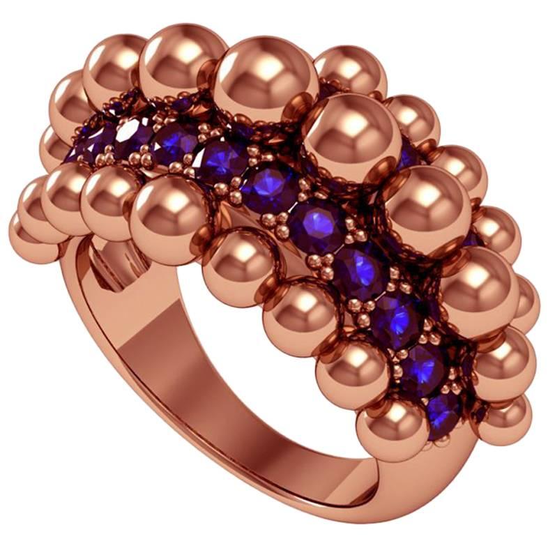 Melody Deldjou Fard & Sparkles 18 Karat Rose Gold and Sapphire Ring For Sale