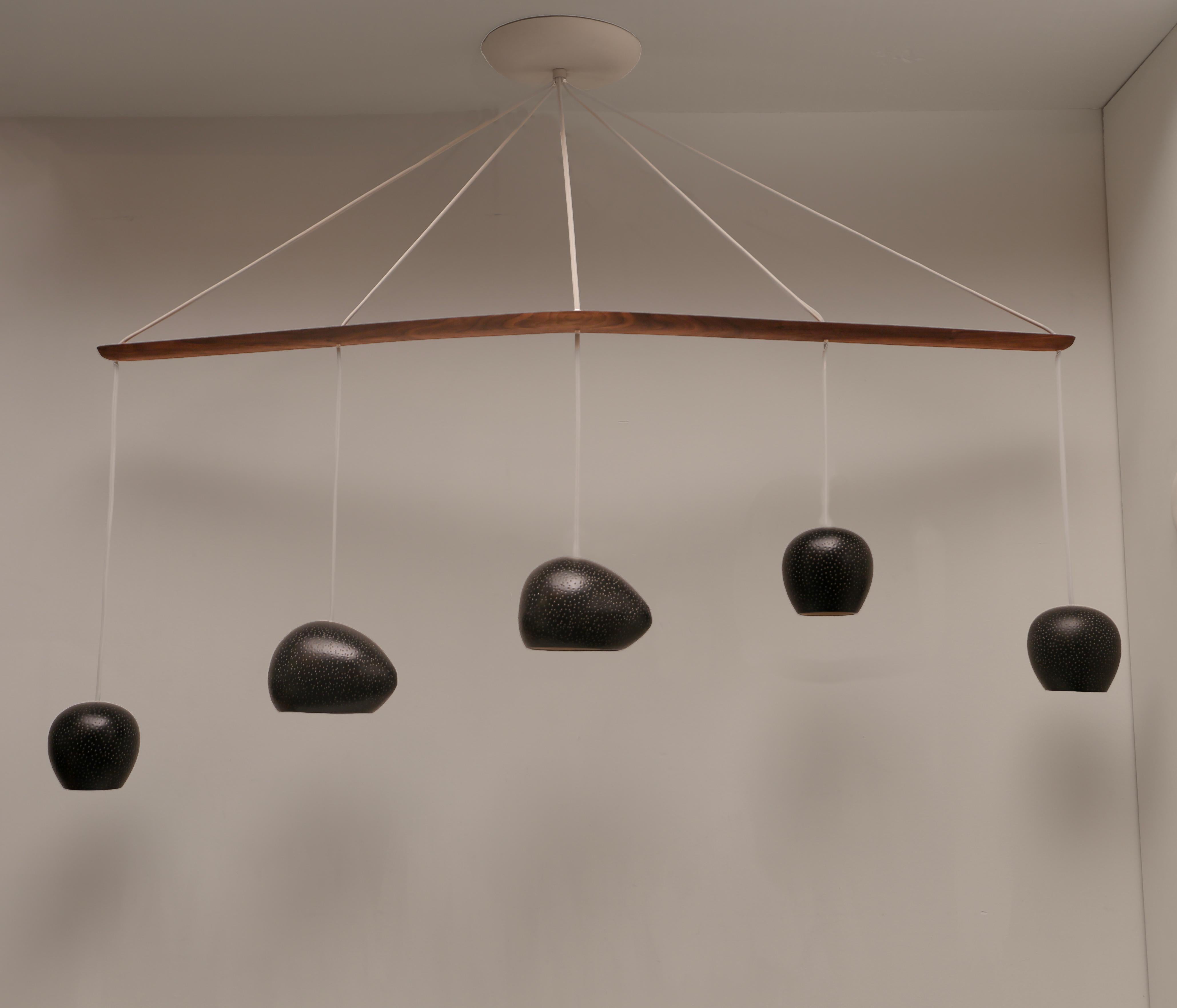 CLAYLIGHT MELODY • Modern Chandelier • Five Pendants • Ceramic • Walnut For Sale 1