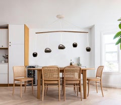 Claylight Melody: Modern Five Shade Chandelier, Handmade with Ceramic & Walnut