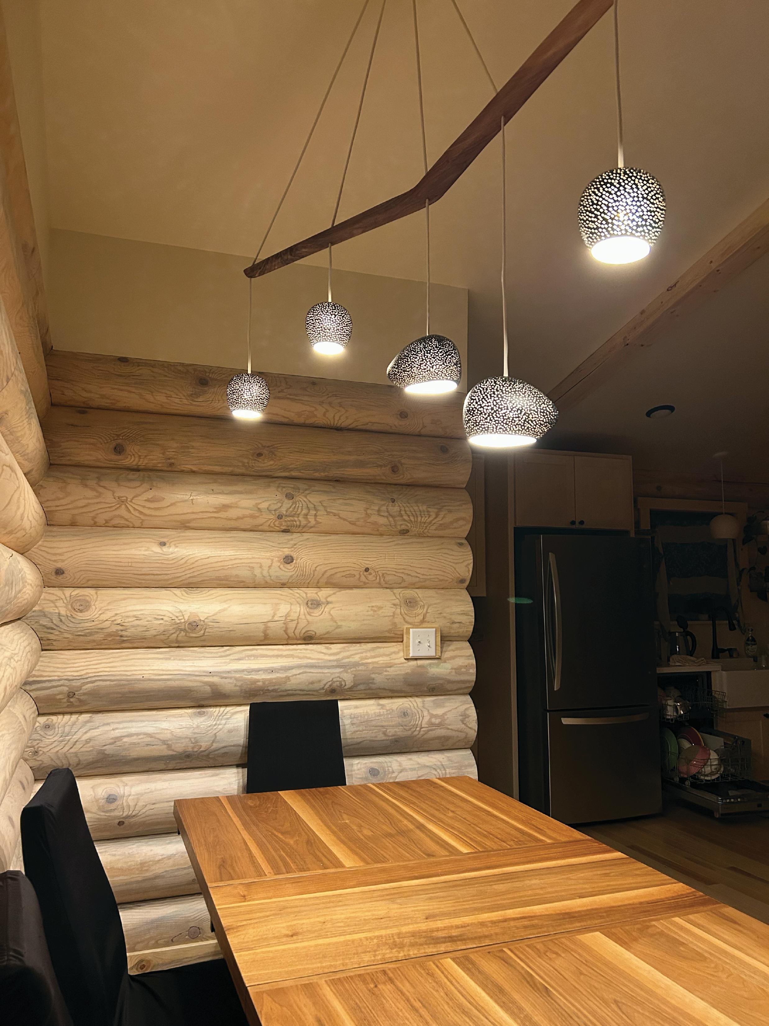 Organic Modern CLAYLIGHT MELODY • Modern Chandelier • Five Pendants • Ceramic • Walnut For Sale