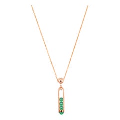 Melody Small Chain Pendant 18 Karat Rose Gold Green Chalcedony Beads