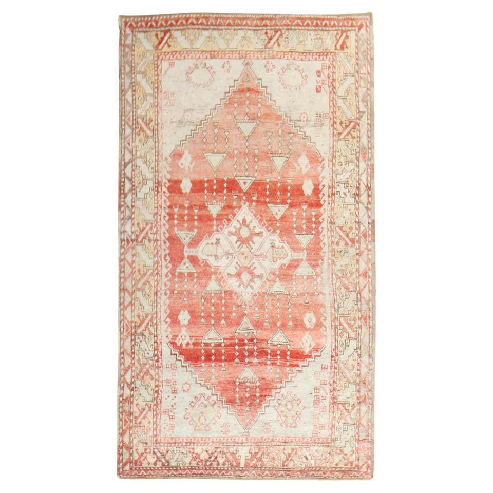 Faded Rose Pink and Aque Blue Color Anatolian Rug at 1stDibs