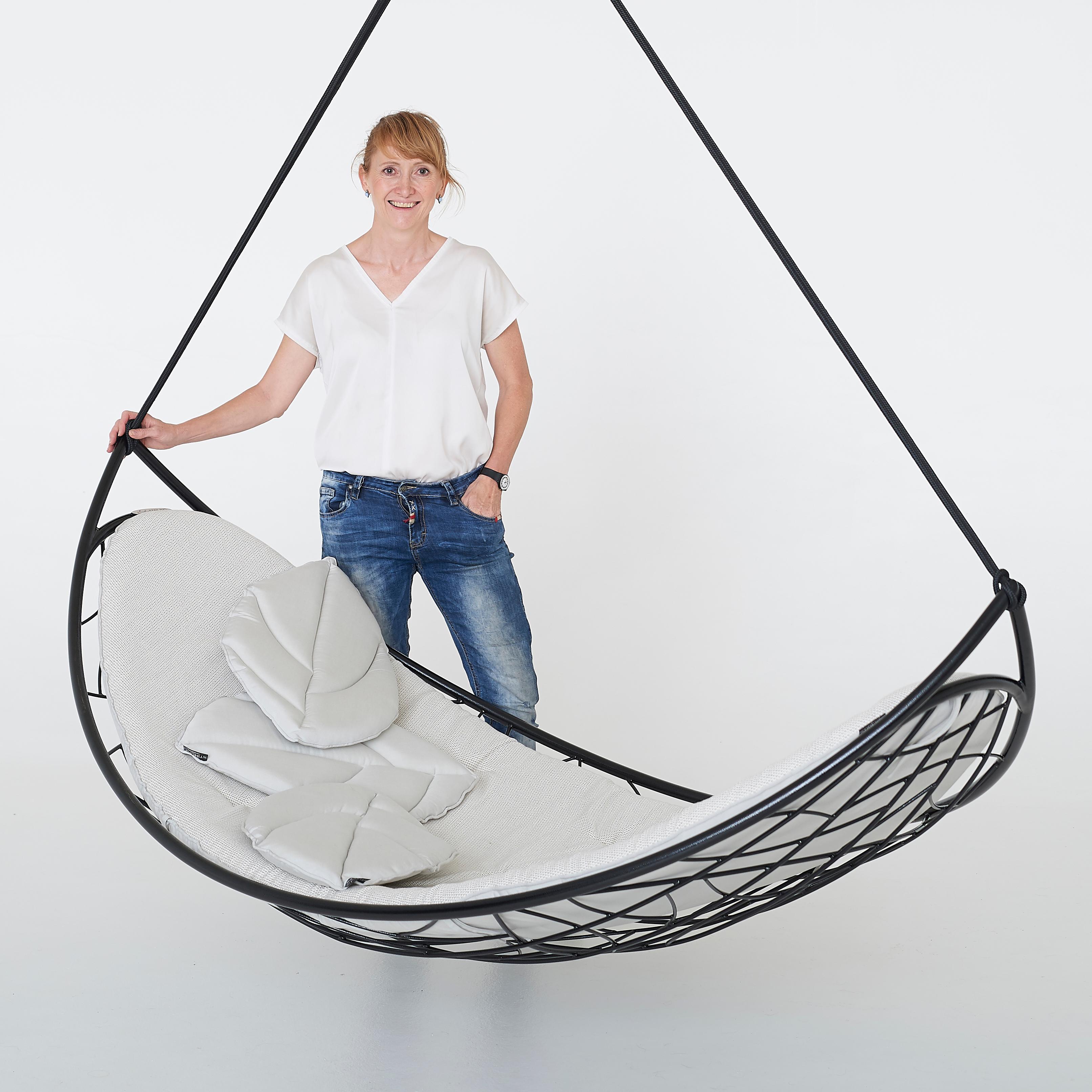 Melon Hanging Swing Chair Modern Daybed in/Outdoor Grey 'Cushion Additional' 2