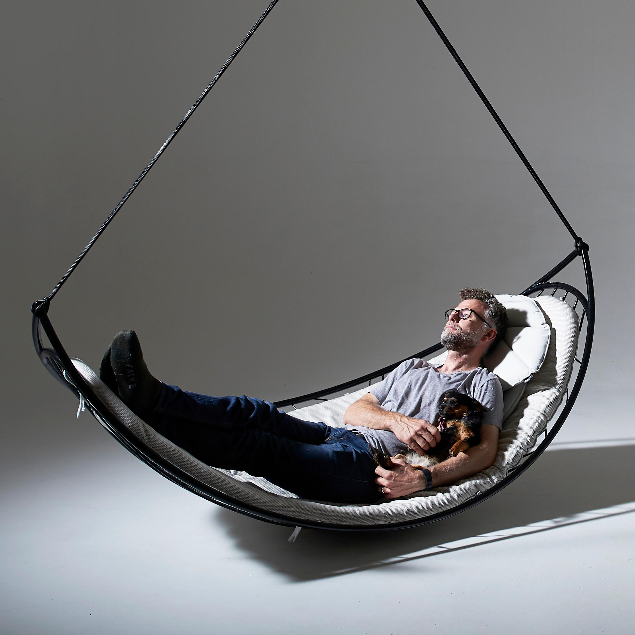 Contemporary Melon Hanging Swing Chair Modern Daybed in/Outdoor Grey 'Cushion Additional'