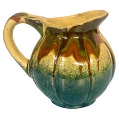 French Used Glazed Jug in a Melon Shape. Provence 19th Century