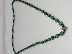 Melon-Shaped Emerald Beads Cts 197 with Black Onyx and Crystal Necklace