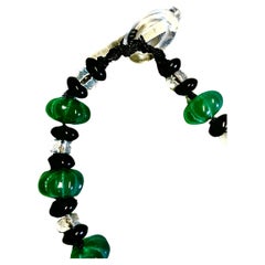 Melonenförmige Rondellen aus grünem Onyx, schwarzer Onyx und schwarzem Onyx, Rondellen mit Bergkristall