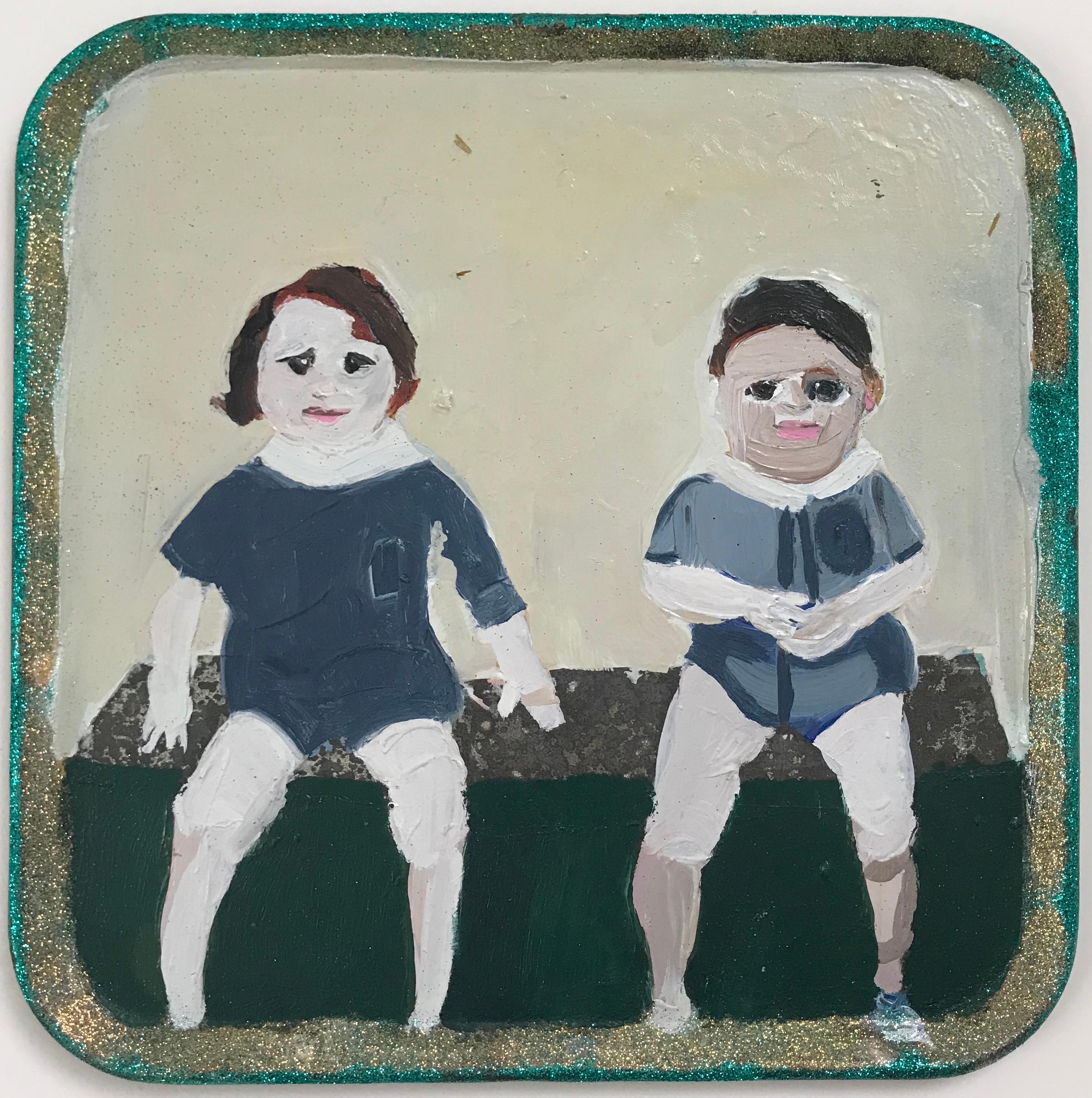 Melora Griffis Portrait Painting - bench twins
